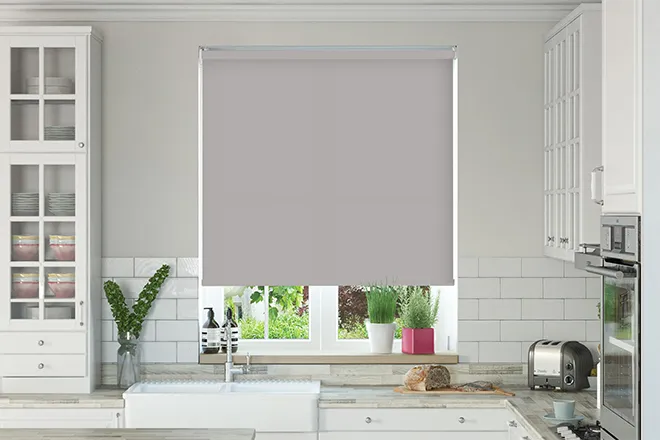 Oxford Safe+ Stone Grey - Fire Retardant & Moisture Resistant Roller Blind