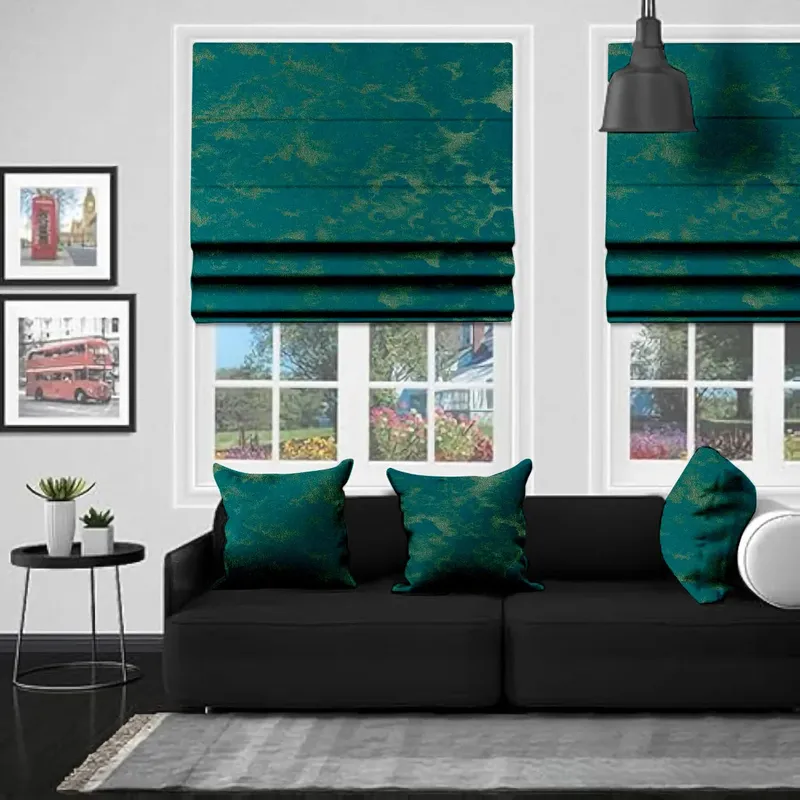 Eb Izmir Teal Silver Roman Blind