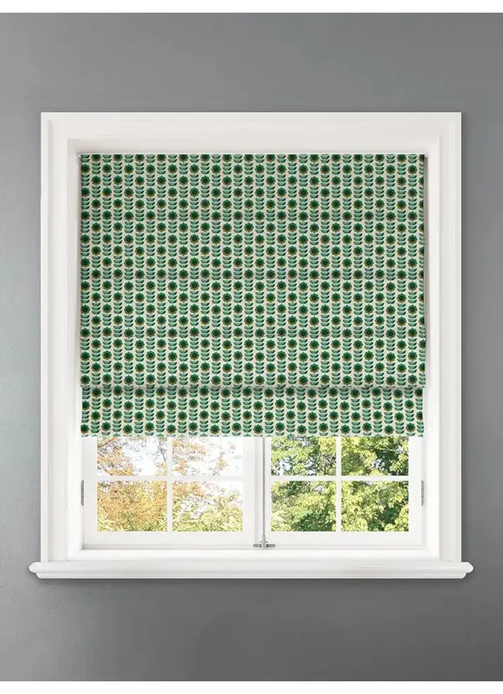 Quant Emerald Retro Floral Roman Blind