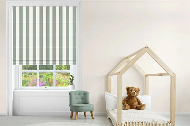 Cath Kidston Canopy Stripe Sage - Designer Roman Blind