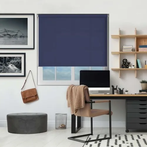 Luxe Dark Blue Cordless Roller Blind