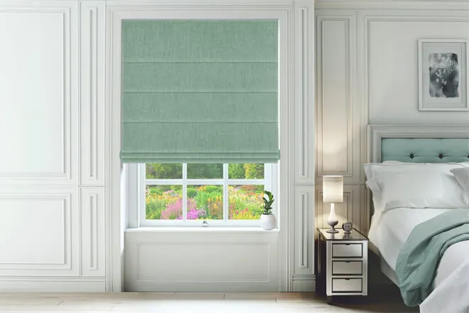 Atrani Aqua - Luxury Basketweave Roman Blind