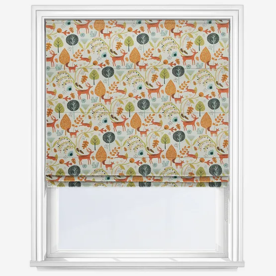 Scandi Woodland Burnt Orange Roman Blind