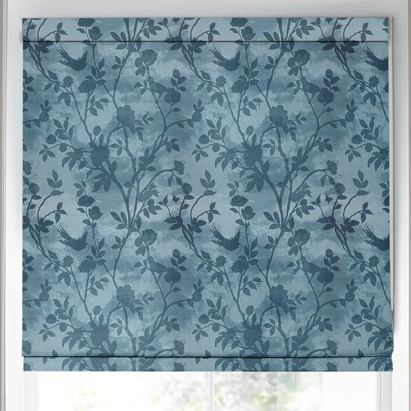 Laura Ashley Eglantine Silhoutte Woven Made To Measure Roman Blind Seaspray