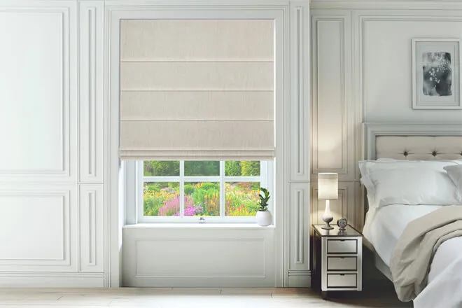 Collodi Oyster - Herringbone Woven Roman Blind