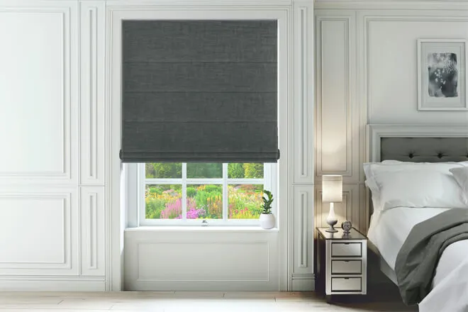 Isola Charcoal - Luxury Chenille Roman Blind