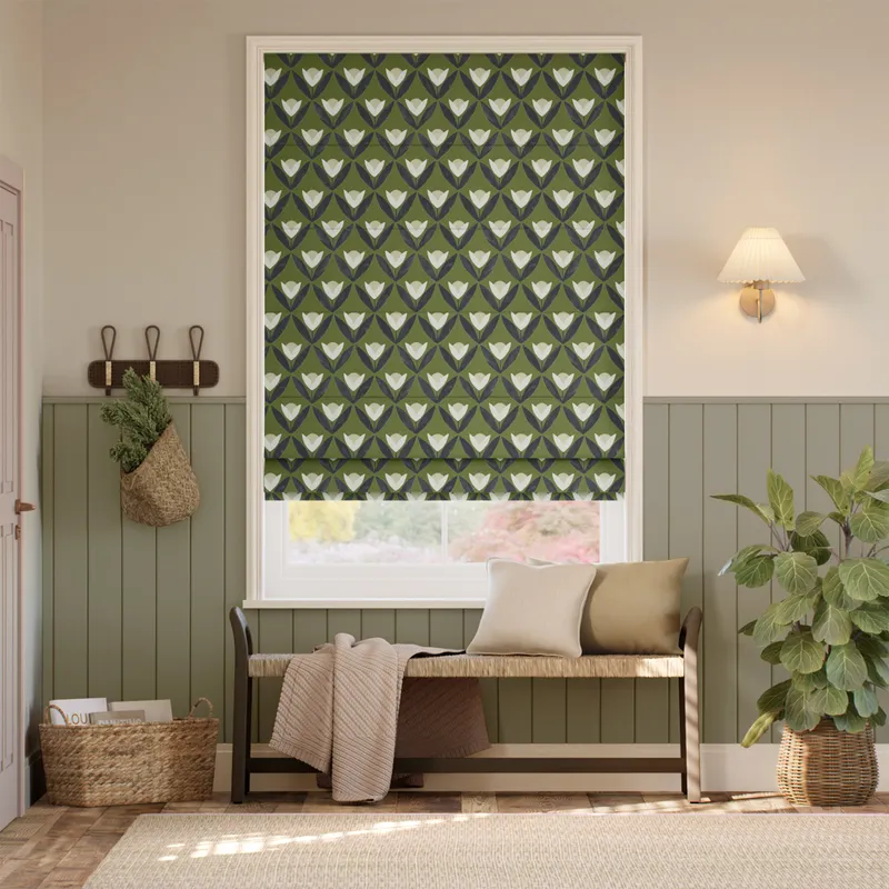 Tulip Trellis Olive Roman Blind