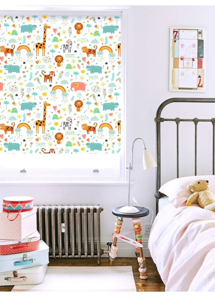 Happy Jungle Tangerine Childrens Roller Blind