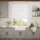 Click2go Ice White Faux Wood Blind - 50mm Slat