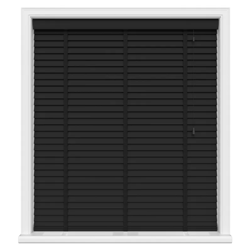Midnight Black Luxury Real Wood Motorised Uk - Wooden Blinds
