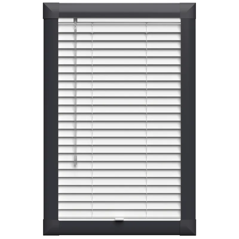 Pure White Perfect Fit Anthracite Frame Uk - Wooden Blinds