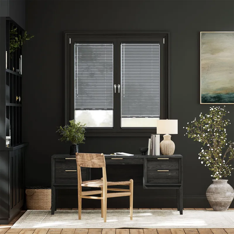 Stick On Studio Space Grey L-shaped Venetian Blind - 25mm Slat