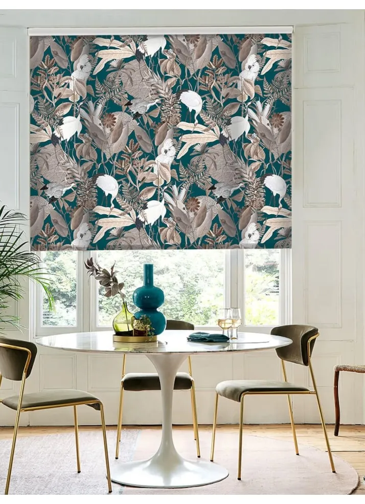 Oriental Aviary Teal Roller Blind By Boon &Amp; Blake