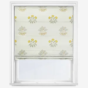 William Morris At Home Lily Flower Embroidery Ochre Roman Blind