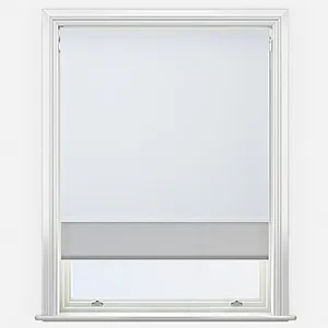 Aqualuxe White & Sunvue Dove Grey Double Roller Blind