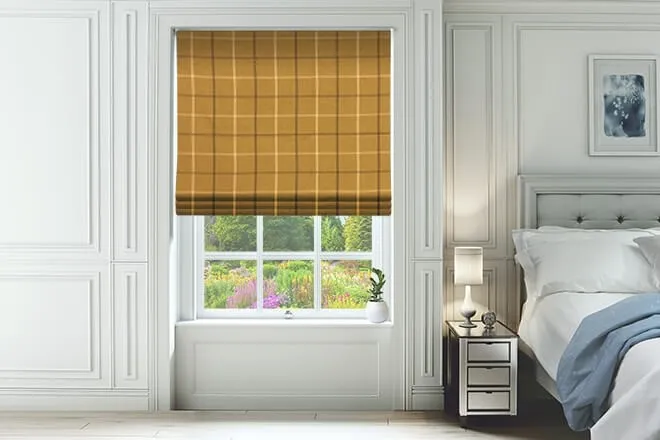 Plaid Mustard - Check Roman Blind