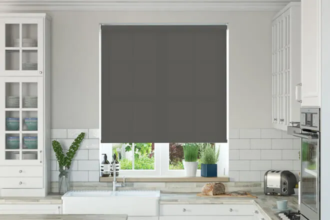 Alpha Flint Grey - Fire Retardant Moisture Resistant Roller Blind