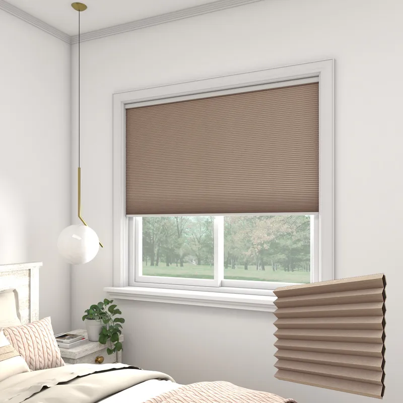 Primitivo Blackout Brown Electric Thermal Pleated Blinds