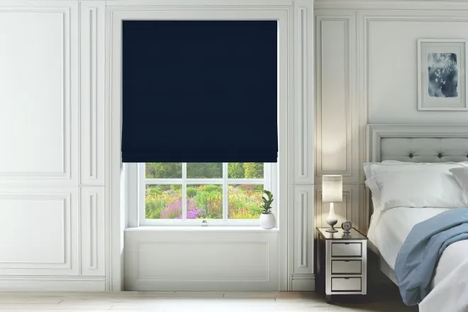 Monti Navy Blue - Luxury Chenille Roman Blind