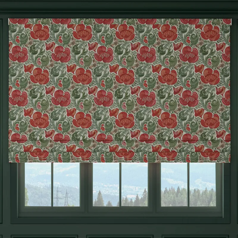 House Llewelyn-bowen Down The Dilly Printed Velvet Made To Measure Roman Blind Crimson