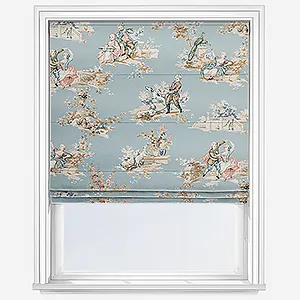 Camengo Gavotte Tissu Bleu Doux Roman Blind