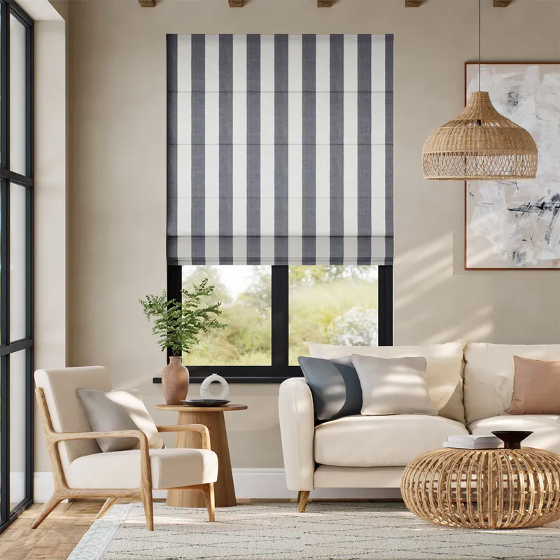 Tessa Stripe Charcoal Roman Blind