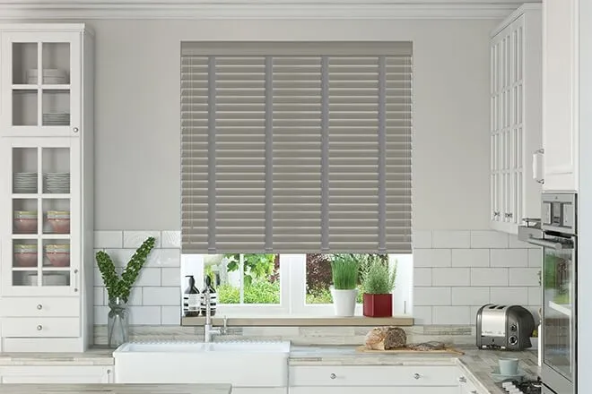 Charisma Dark Grey Fine Grain - Faux Wood Blind Gallant Tape