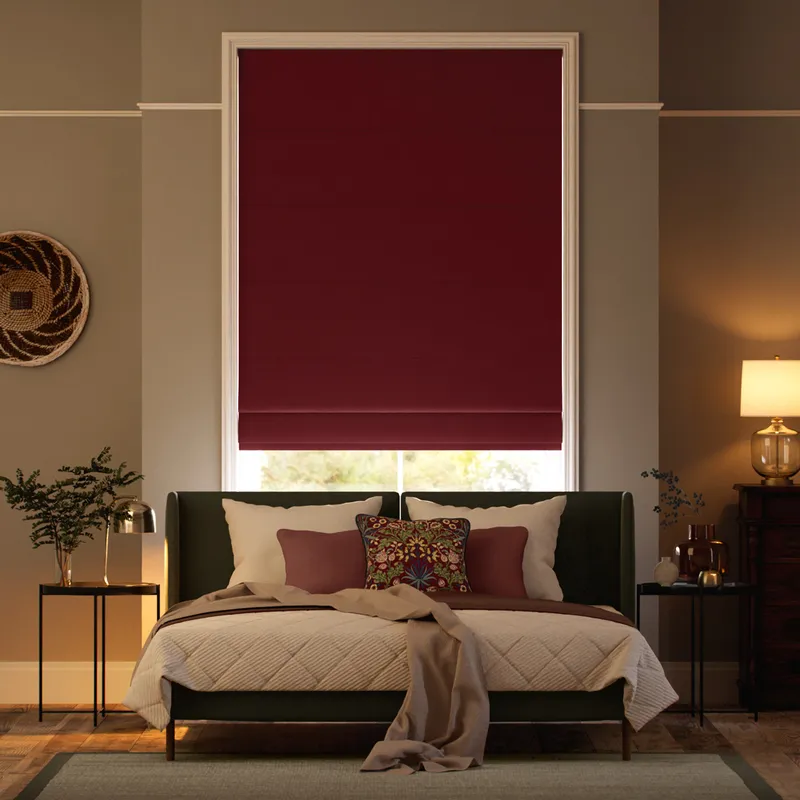 Canterbury Velvet Ruby Red Roman Blind