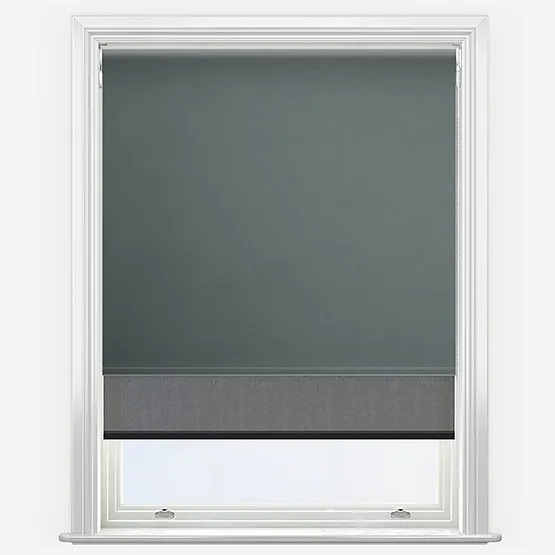 Double Roller Fusion Blackout Anthracite Grey & Sunvue Jet Black Double Roller Blind