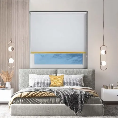 Bedtime White Gold Bottom Bar Roller Blind