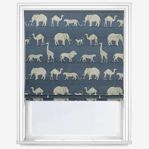 Prairie Animals Denim Roman Blind