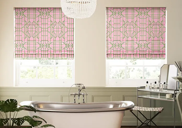 Bamboo Candy Green Pink - Roman Blind