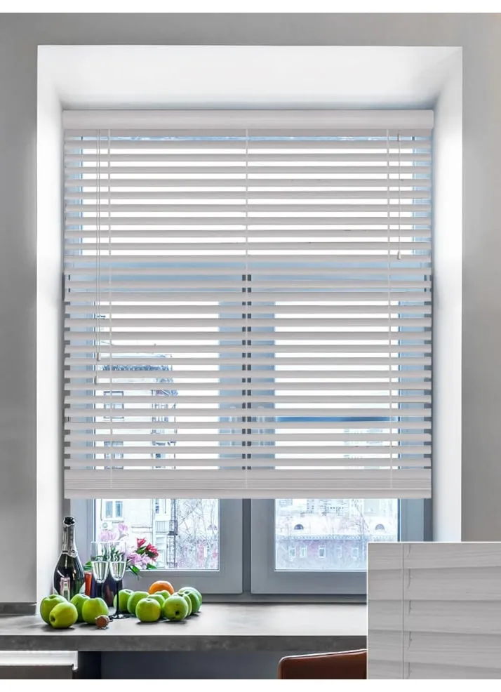 Soft Grey Wood Grain Faux Wood Venetian Blind