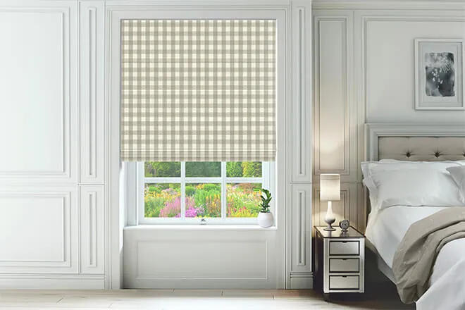 Sophie Allport Gingham Warm Stone - Designer Roman Blind