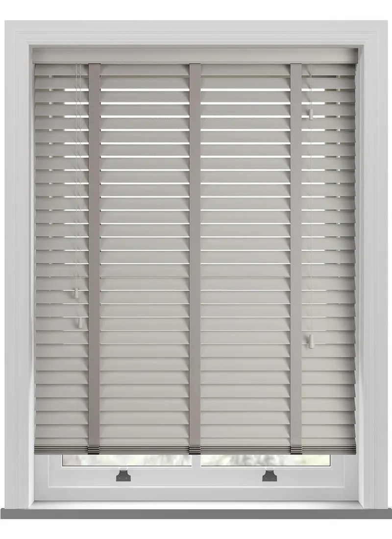 Soft Grey Taped Real Wood Blind