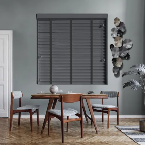 Khol Wood Blind With Smoke Ladder Tapes