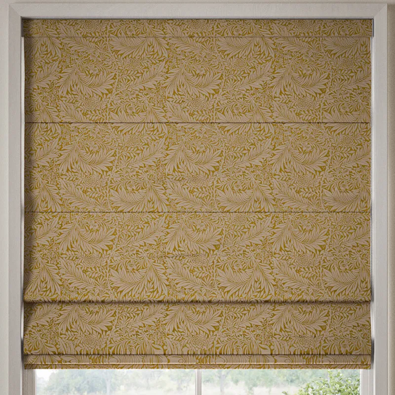 William Morris Larkspur Woven Made To Measure Roman Blind Ochre