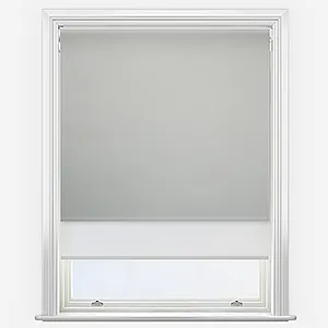 Leniro Blackout Pebble Grey & White Double Roller Blind