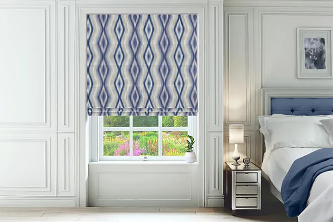 Ikat Blue - Patterned Roman Blind