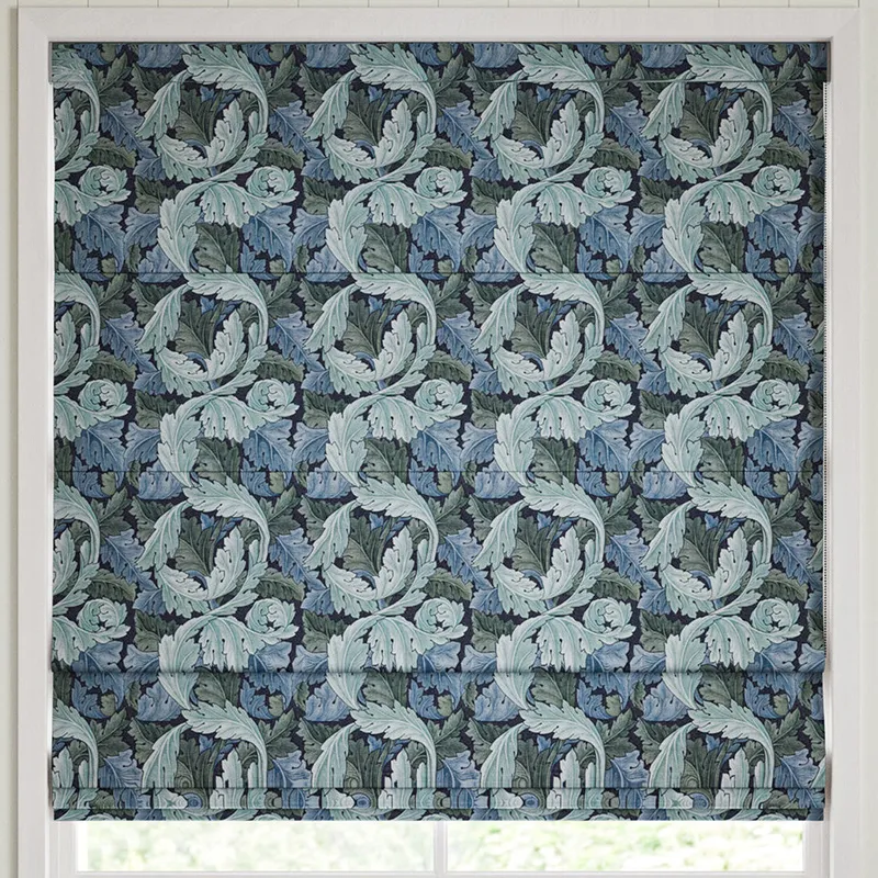 William Morris Acanthus Velvet Made To Measure Roman Blind Indigo