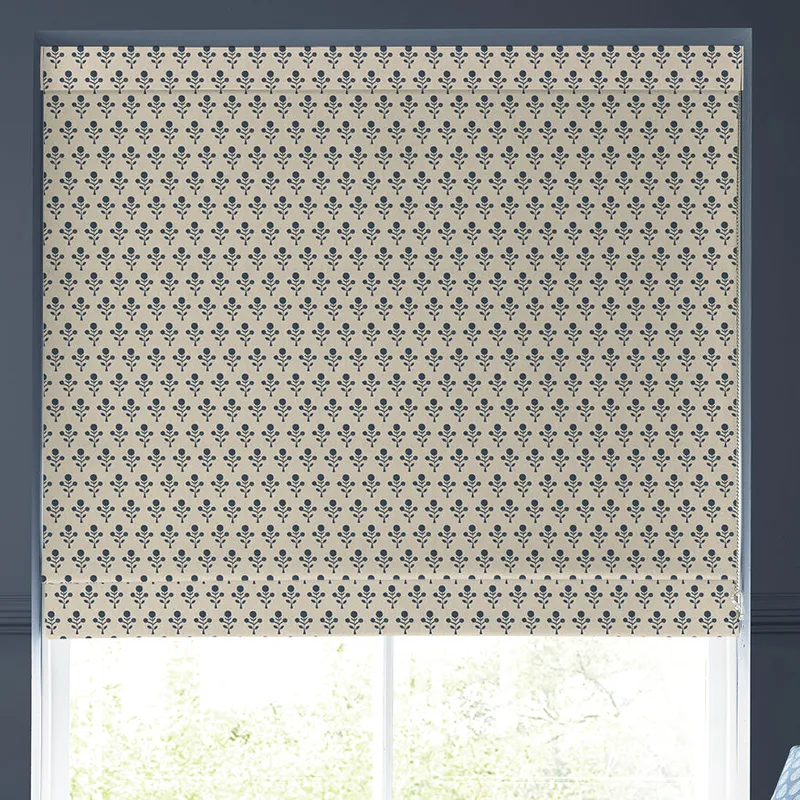 Emily Bond Hawthorn Made To Measure Roman Blind Indigo