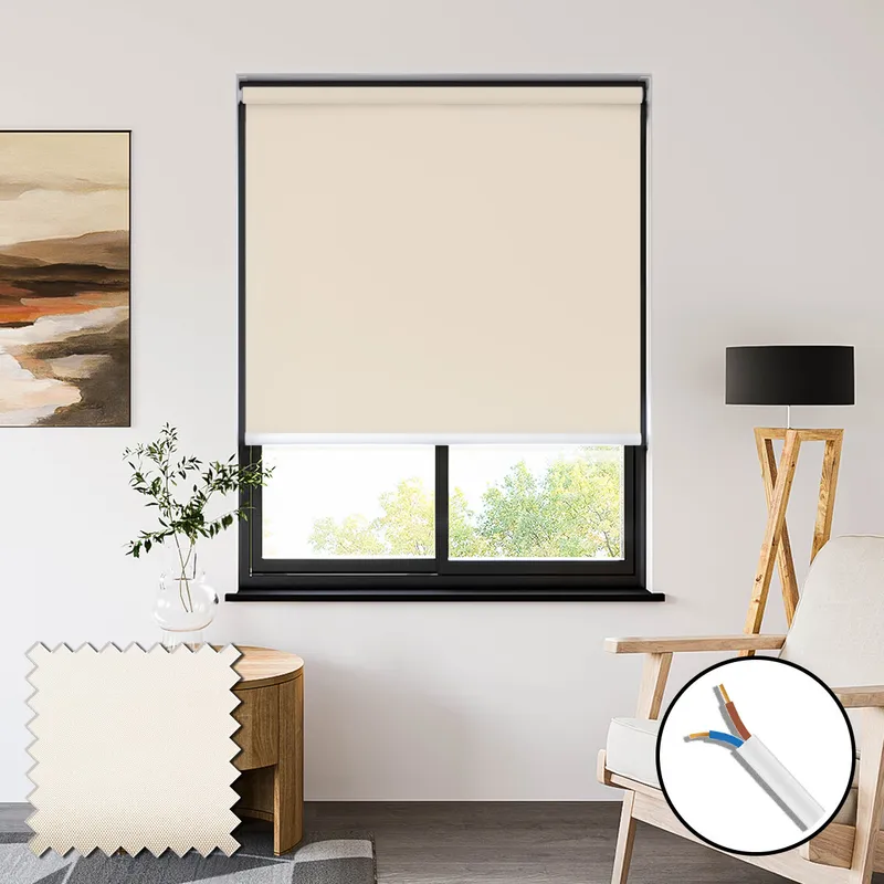 Sueno Blackout Fine Cream 230vac Electric Roller Blinds