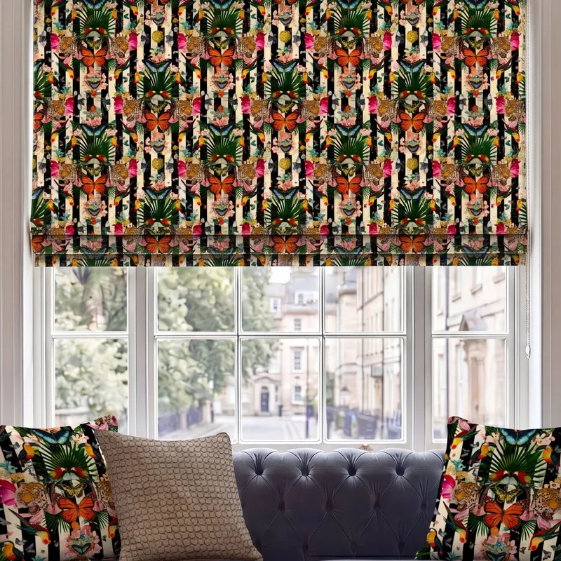 Carrie Neely Paradise Lost Velvet Stripe Made To Measure Roman Blind Zebra