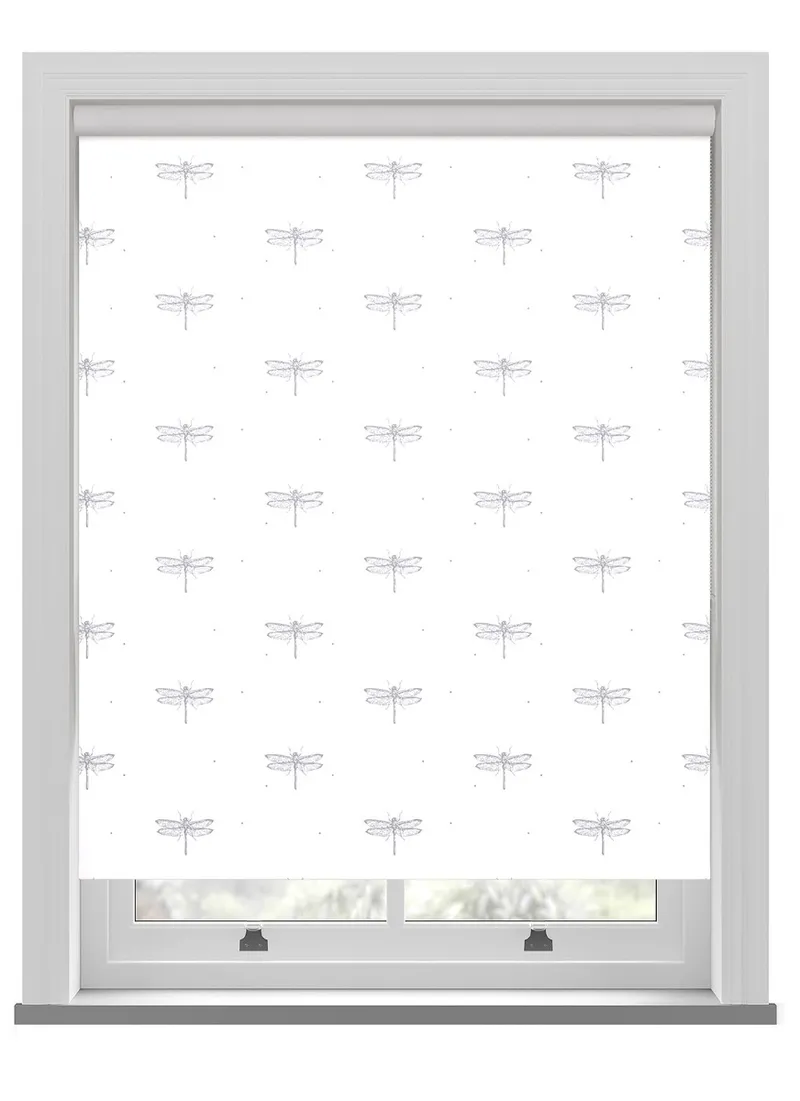 Sara Miller Dragonfly White Roller Blind