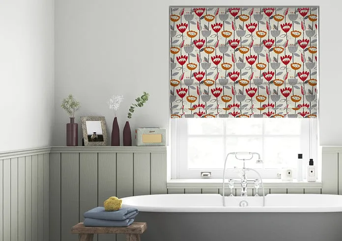 Flower Power Scarlet - Roman Blind