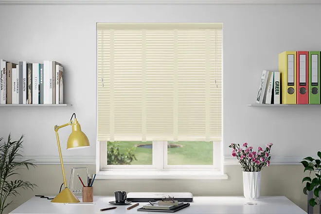 Millennium Vanilla Gloss - 50mm Aluminium Venetian Blinds With Barley Tapes
