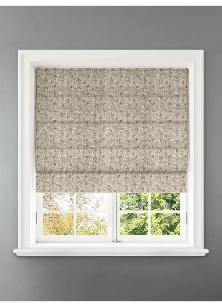 Shadow Fronds Natural Leaf Pattern Roman Blind