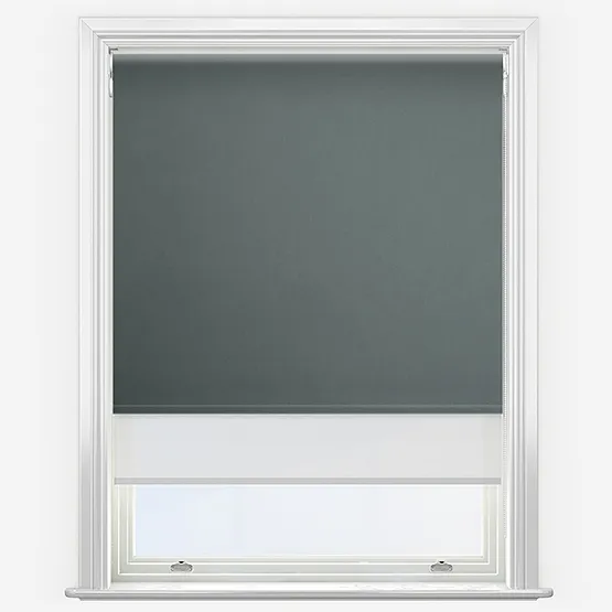 Double Roller Fusion Blackout Anthracite Grey & White Double Roller Blind