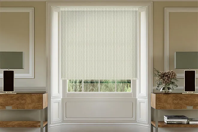 Emily Bond Oscar Stripe Sage - Designer Roller Blind