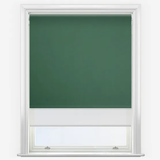 Double Roller Fusion Blackout Hunter Green & White Double Roller Blind